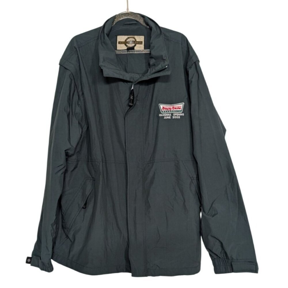 Krispy Kreme Donuts Employee Jacket Size Large Green All Climate Wear Full Zip